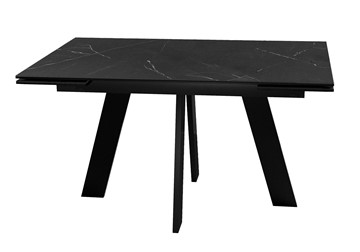 Кухонный стол раздвижной DikLine SKM140 Керамика Черный мрамор/подстолье черное/опоры черные (2 уп.) в Копейске - предосмотр 5