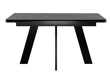 Кухонный стол раздвижной DikLine SKM140 Керамика Черный мрамор/подстолье черное/опоры черные (2 уп.) в Миассе
