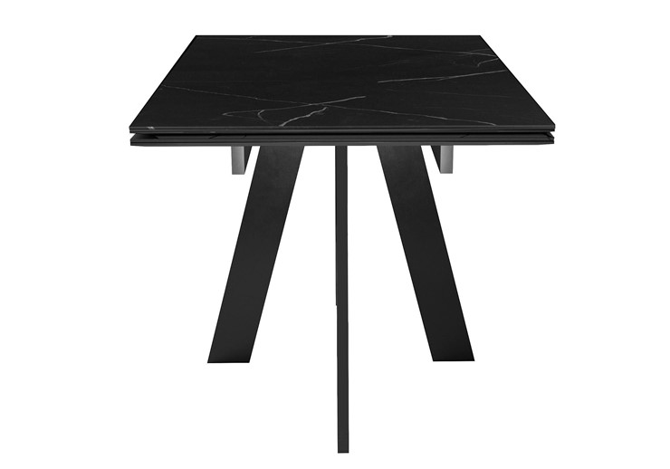 Кухонный стол раздвижной DikLine SKM140 Керамика Черный мрамор/подстолье черное/опоры черные (2 уп.) в Челябинске - изображение 1