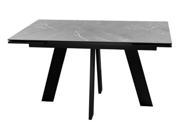 Кухонный раскладной стол DikLine SKM140 Керамика серый мрамор/подстолье черное/опоры черные (2 уп.) в Миассе - предосмотр 1