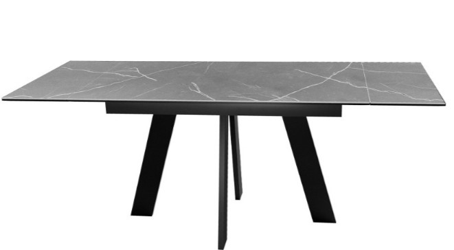 Кухонный раскладной стол DikLine SKM140 Керамика серый мрамор/подстолье черное/опоры черные (2 уп.) в Копейске - изображение 2