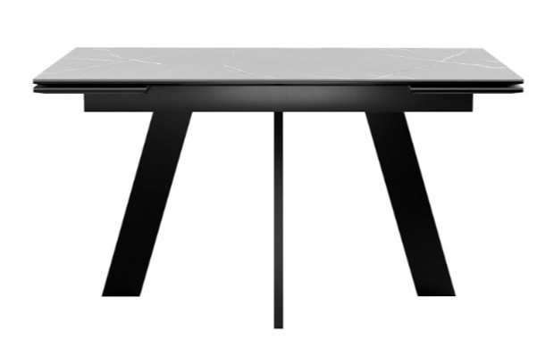 Кухонный раскладной стол DikLine SKM140 Керамика серый мрамор/подстолье черное/опоры черные (2 уп.) в Копейске - изображение 3