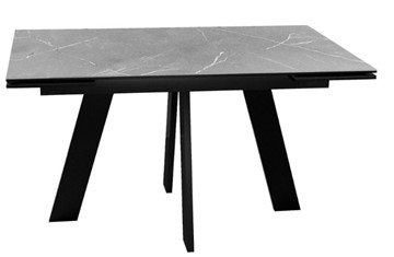 Кухонный раскладной стол DikLine SKM140 Керамика серый мрамор/подстолье черное/опоры черные (2 уп.) в Магнитогорске