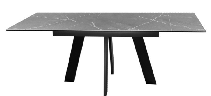 Кухонный раскладной стол DikLine SKM140 Керамика серый мрамор/подстолье черное/опоры черные (2 уп.) в Челябинске - изображение 4