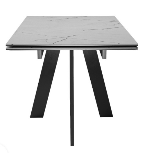 Кухонный раскладной стол DikLine SKM140 Керамика серый мрамор/подстолье черное/опоры черные (2 уп.) в Челябинске - изображение 5