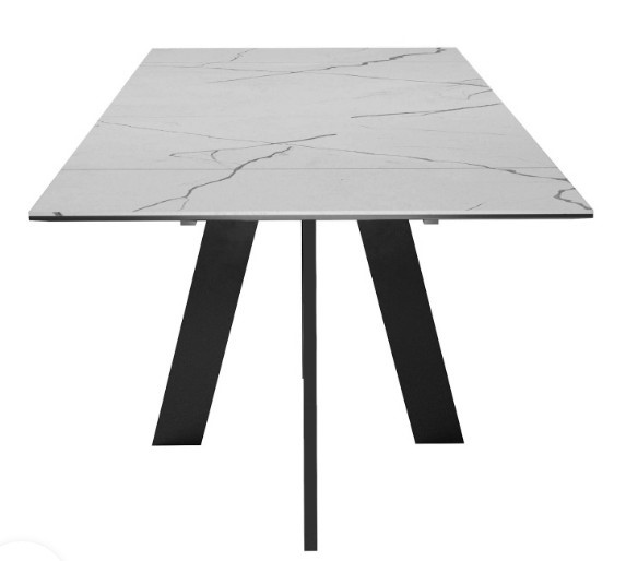 Кухонный раскладной стол DikLine SKM140 Керамика серый мрамор/подстолье черное/опоры черные (2 уп.) в Миассе - изображение 6