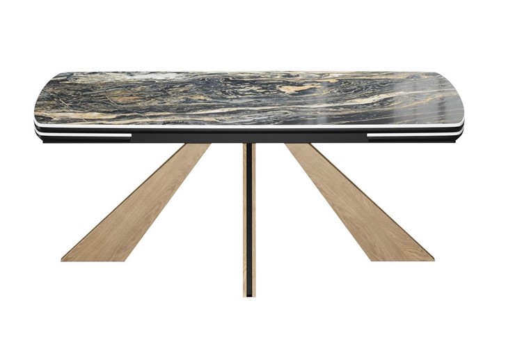Кухонный стол раздвижной DikLine SKP180 Керамика Amadeus/подстолье черное/опоры дуб монтана (2 уп.) в Копейске - изображение 4