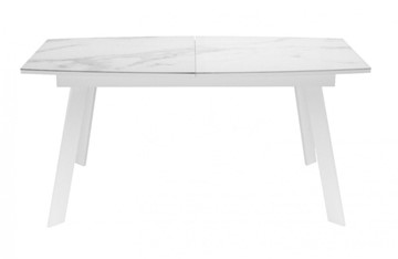 Обеденный раздвижной стол Dikline XLS160 мрамор белый глянец/ножки белые в Магнитогорске - предосмотр 1