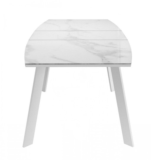 Обеденный раздвижной стол Dikline XLS160 мрамор белый глянец/ножки белые в Магнитогорске - изображение 3