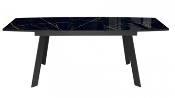 Кухонный стол раскладной Dikline XLS160 мрамор черный глянец/ножки черные в Челябинске - предосмотр 1