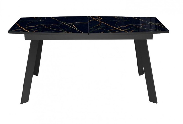 Кухонный стол раскладной Dikline XLS160 мрамор черный глянец/ножки черные в Челябинске - изображение 2