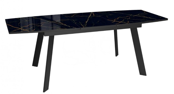 Кухонный стол раскладной Dikline XLS160 мрамор черный глянец/ножки черные в Челябинске - изображение 3