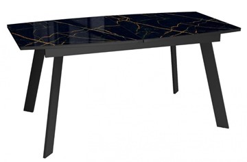 Кухонный стол раскладной Dikline XLS160 мрамор черный глянец/ножки черные в Челябинске - предосмотр