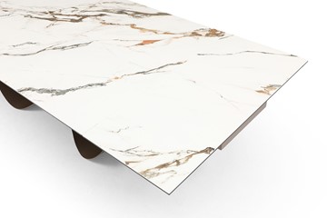 Кухонный стол раскладной DT9305CI (200-300) белый керамика KL-188/золотая пудра в Челябинске - предосмотр 5