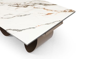 Кухонный стол раскладной DT9305CI (200-300) белый керамика KL-188/золотая пудра в Челябинске - предосмотр 8