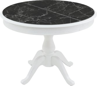 Кухонный стол раздвижной Фабрицио-1 Glass, Круг 1000, фотопечать (Мрамор 9) в Копейске