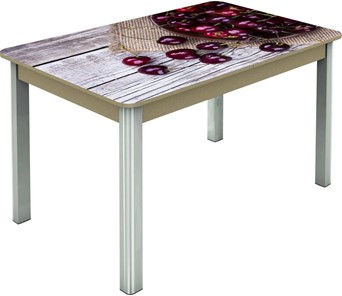 Кухонный стол раздвижной Гамбург исп. Мини, ноги метал. крашеные №23, Фотопечать (Фрукты №29) в Миассе