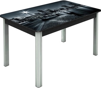 Кухонный стол раскладной Гамбург исп.1 ноги метал. крашеные №23, Фотопечать (Города №7) в Магнитогорске