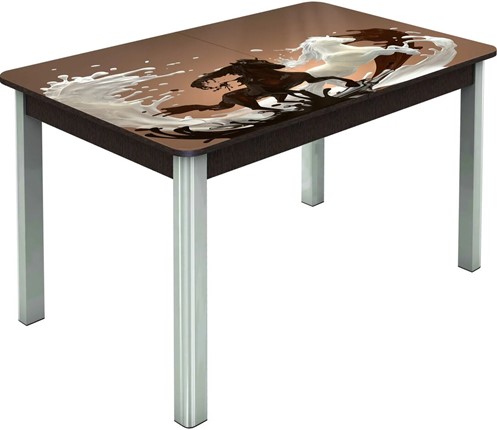 Кухонный стол раскладной Гамбург исп.1 ноги метал. крашеные №23, Фотопечать (Кофе №18) в Миассе - изображение