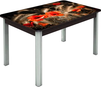 Обеденный раздвижной стол Гамбург исп.2 ноги метал. крашеные №23, Фотопечать (Цветы №38) в Миассе