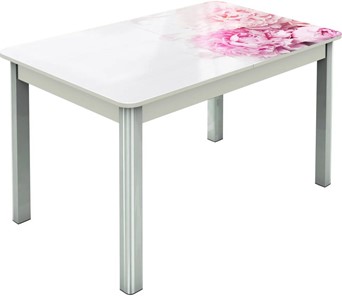 Кухонный раскладной стол Гамбург исп.2 ноги метал. крашеные №23, Фотопечать (Цветы №49) в Магнитогорске
