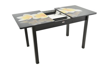 Кухонный стол раскладной Гамбург Мини, ноги метал. крашеные №23 (Exclusive h140/черный) в Челябинске - предосмотр 2