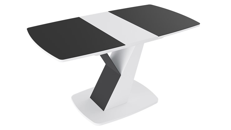 Стол раздвижной Гарда тип 1, цвет Белый/Стекло матовое черный графит в Миассе - изображение 1