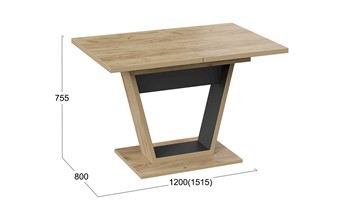Кухонный стол раздвижной Гавана тип 1 (Дуб крафт золотой/Черный) в Златоусте - предосмотр 5