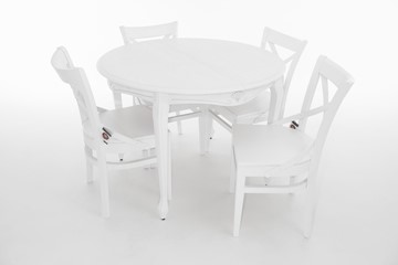 Обеденный раздвижной стол Кабриоль исп. Круг 1050, тон 2 Покраска + патина с прорисовкой (на столешнице) в Челябинске - предосмотр 6