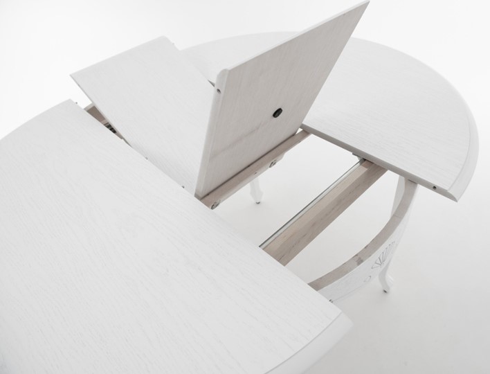 Кухонный стол раскладной Кабриоль исп. Круг 1250, тон 11 Покраска + патина с прорисовкой (на столешнице) в Челябинске - изображение 4