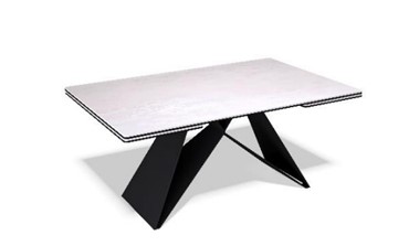Кухонный раздвижной стол KB1400, черный/керамика белая в Миассе