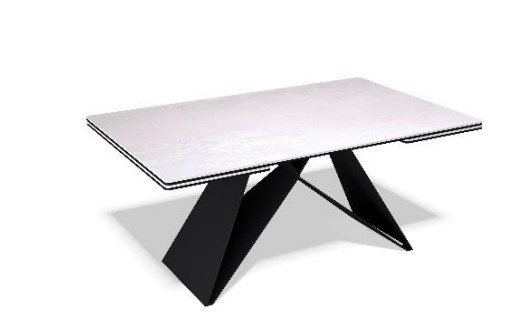 Кухонный раздвижной стол KB1400, черный/керамика белая в Миассе - изображение