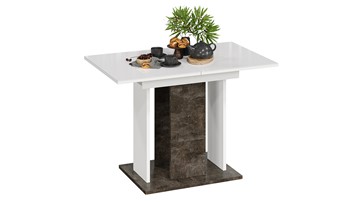 Кухонный раскладной стол Кёльн тип 1 (Ателье темный, Белый, Стекло Белый глянец) в Миассе