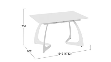 Раздвижной стол Конкорд Тип 2 (Белый муар/Стекло матовое белое) в Челябинске - предосмотр 7
