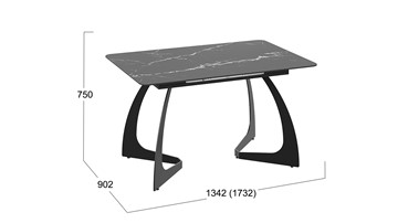 Кухонный раскладной стол Конкорд Тип 2 (Черный муар/Стекло матовое черный мрамор) в Челябинске - предосмотр 7