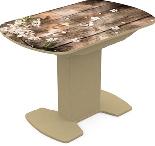 Кухонный раскладной стол Корсика исп. 2 Фотопечать (Дерево №7) 1200(1515)*800 в Миассе
