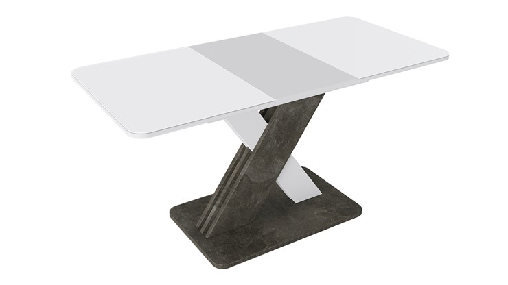 Раздвижной стол Люксембург тип 1 (Белый/Ателье темный/Стекло белое матовое) в Челябинске - изображение 1