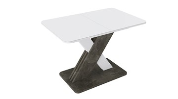 Раздвижной стол Люксембург тип 1 (Белый/Ателье темный/Стекло белое матовое) в Копейске