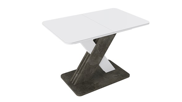 Раздвижной стол Люксембург тип 1 (Белый/Ателье темный/Стекло белое матовое) в Копейске - изображение