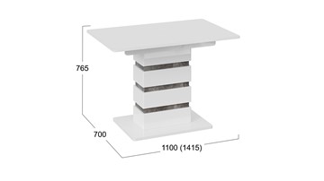 Обеденный раздвижной стол Мадейра тип 1 (Белый глянец/Ателье темный) в Челябинске - предосмотр 5