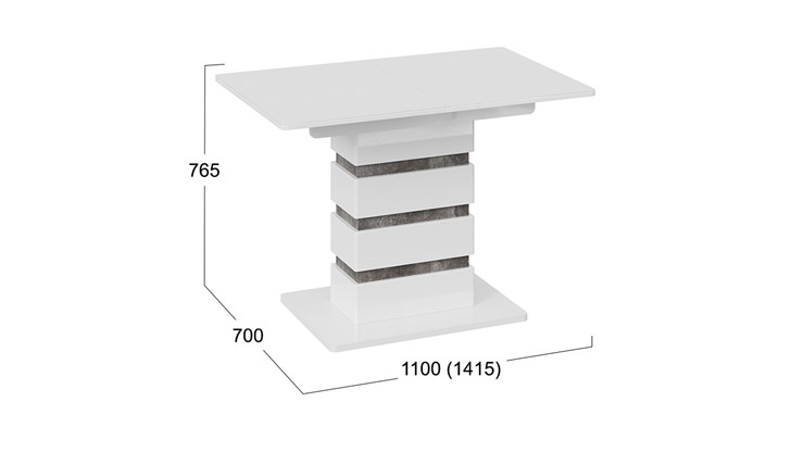 Обеденный раздвижной стол Мадейра тип 1 (Белый глянец/Ателье темный) в Челябинске - изображение 5