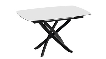 Кухонный стол раскладной Манхеттен Т1 (Черный муар/Стекло матовое белое) в Копейске - предосмотр 2