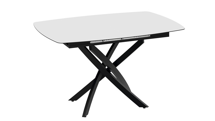 Кухонный стол раскладной Манхеттен Т1 (Черный муар/Стекло матовое белое) в Копейске - изображение 2