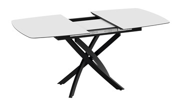 Кухонный стол раскладной Манхеттен Т1 (Черный муар/Стекло матовое белое) в Копейске - предосмотр 3