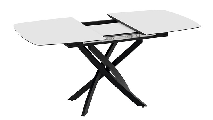 Кухонный стол раскладной Манхеттен Т1 (Черный муар/Стекло матовое белое) в Копейске - изображение 3