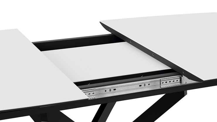 Кухонный стол раскладной Манхеттен Т1 (Черный муар/Стекло матовое белое) в Копейске - изображение 4