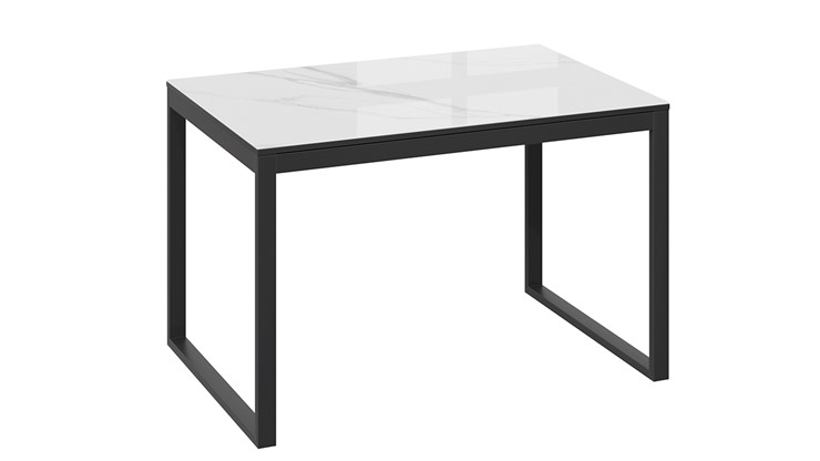 Раздвижной стол Маркус Тип 1 (Черный муар, Стекло белый мрамор) в Челябинске - изображение 2