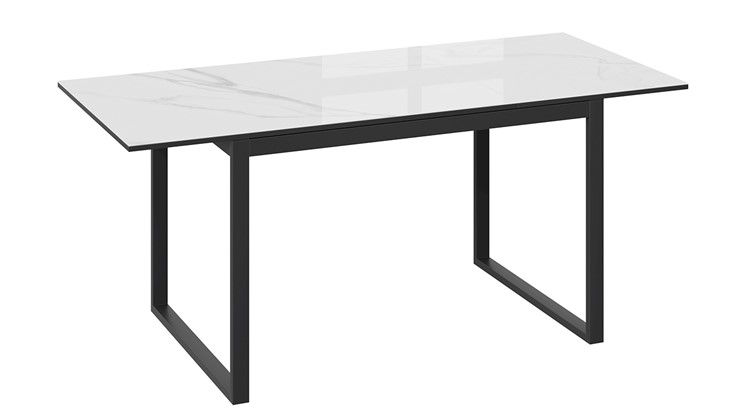 Раздвижной стол Маркус Тип 1 (Черный муар, Стекло белый мрамор) в Челябинске - изображение 3