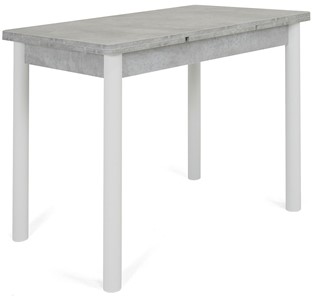 Кухонный стол раздвижной Кубика Милан-1 EVO, ноги металлические белые, светлый цемент в Челябинске