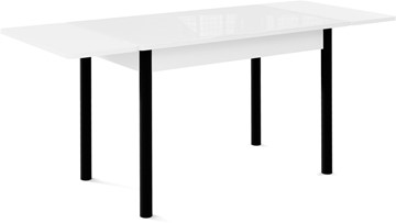 Стол раздвижной Милан-1 EVO, ноги металлические черные, стекло белое/серый в Челябинске - предосмотр 1